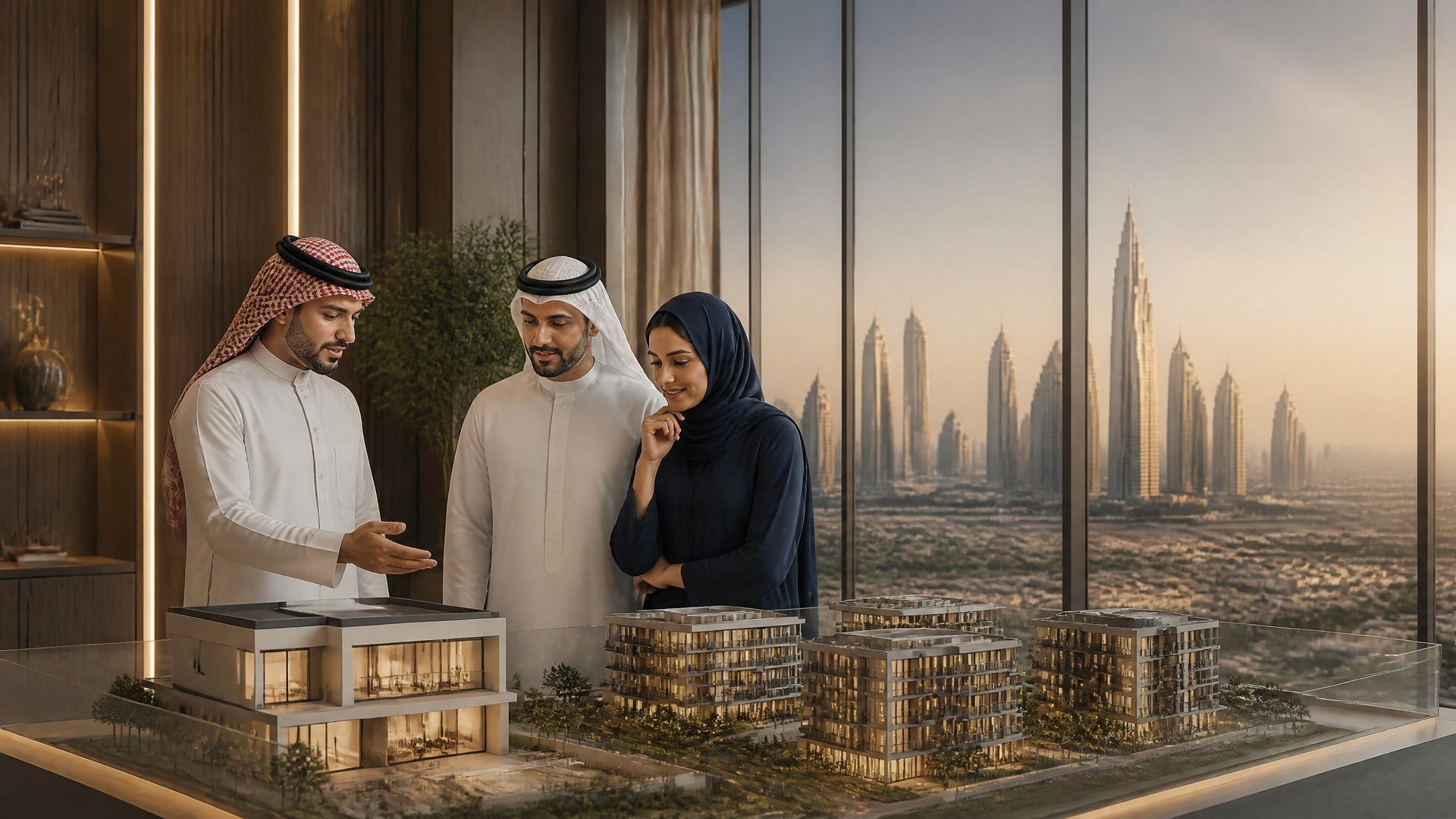صورة توضيحية لمستشار يناقش احتياجًا عقاريًا مع عملاء